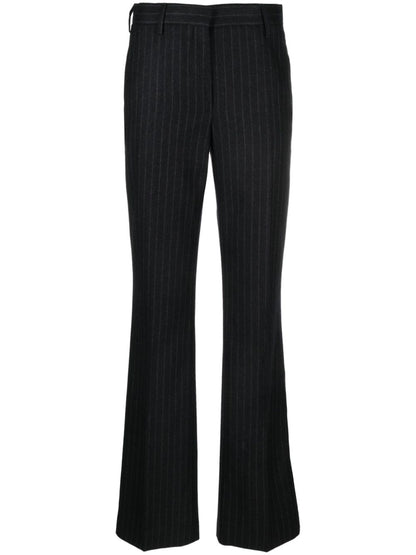 Dries Van Noten Women Pinstripped Wool Trousers by Luosophy
