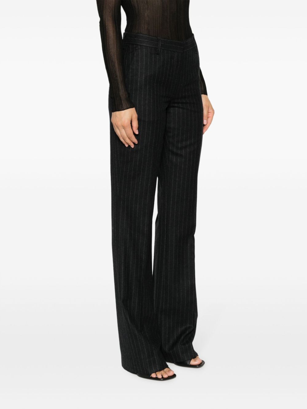 Dries Van Noten Women Pinstripped Wool Trousers by Luosophy