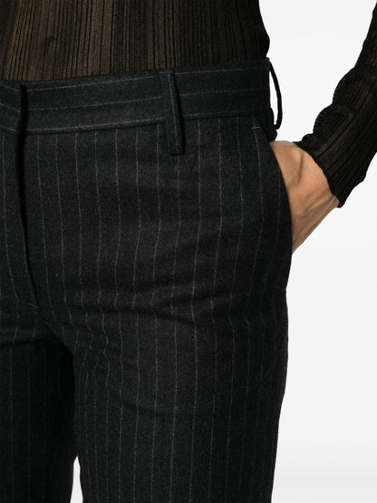 Dries Van Noten Women Pinstripped Wool Trousers by Luosophy