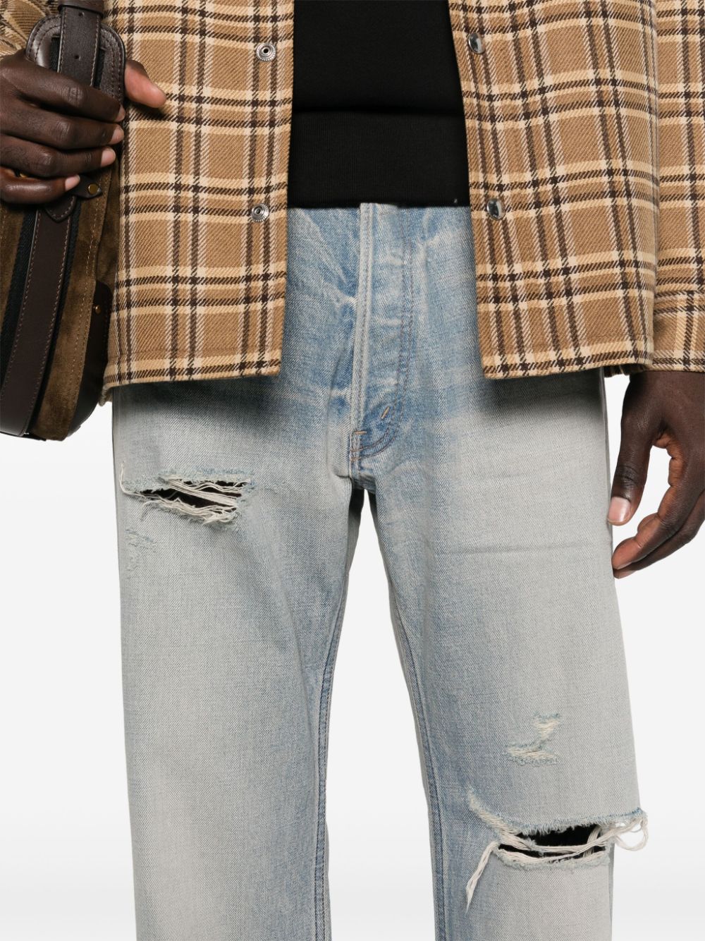 Celine Men Jeans Wesley In Denim Lavaggio Eastside Distressed by Luosophy