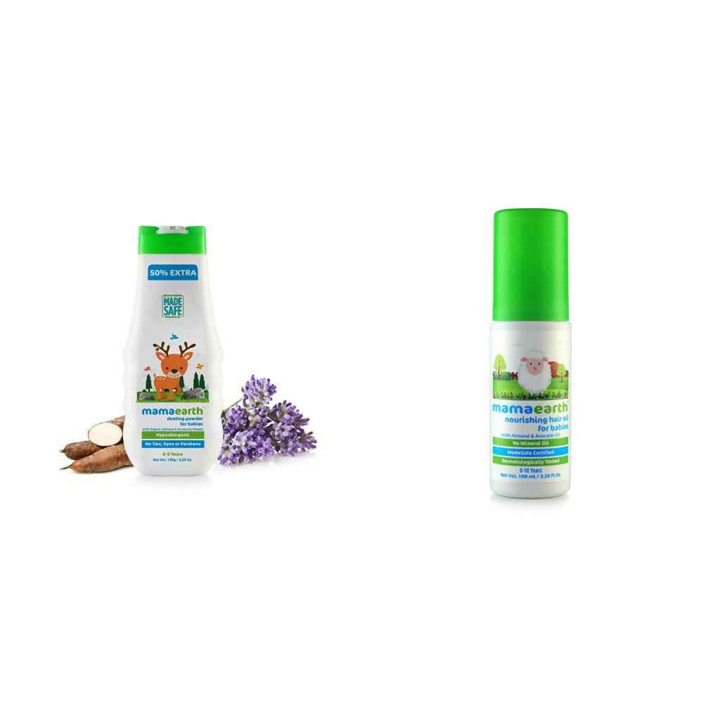 Mamaearth Dusting Powder &amp; Nourishing Hair Oil for Babies