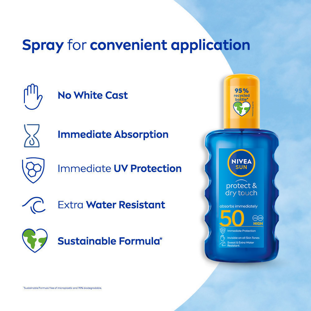 Nivea Sun Dry Touch SPF 50, Transparent Sunscreen Spray