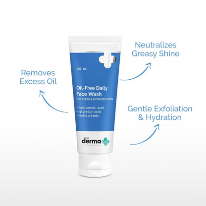The Derma Co Oil-Free Daily Face Wash With Hyaluronic Acid, Glycolic Acid &amp; Multivitamins For Clear &amp; Hydrated Skin