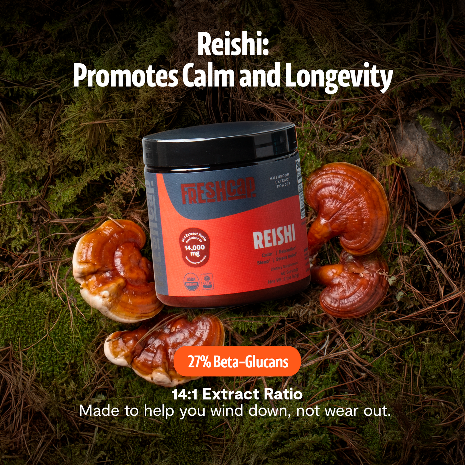 Reishi Mushroom Extract Powder by FreshCap Mushrooms