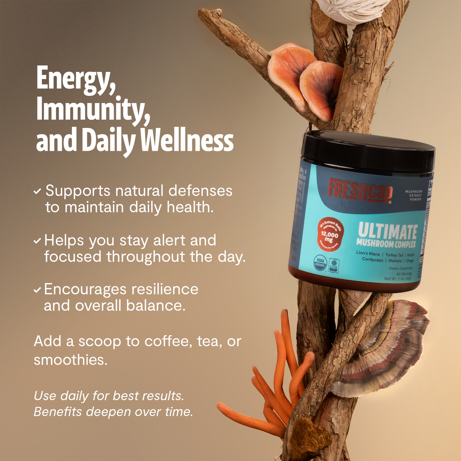 Ultimate Mushroom Complex Powder by FreshCap Mushrooms