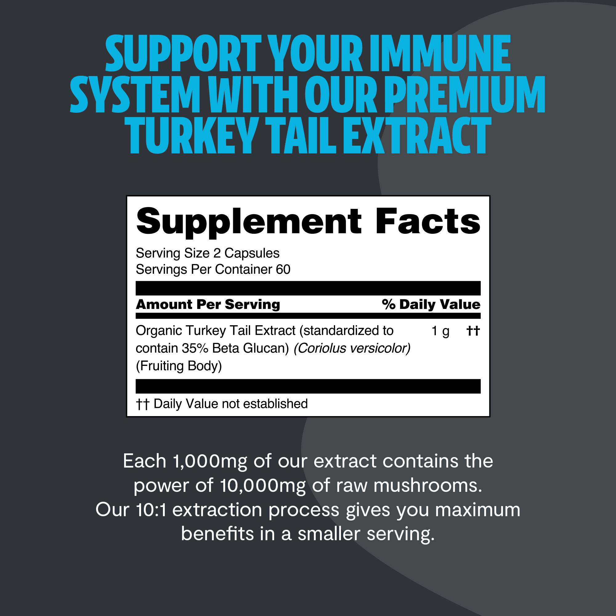 Turkey Tail Mushroom Extract Capsules