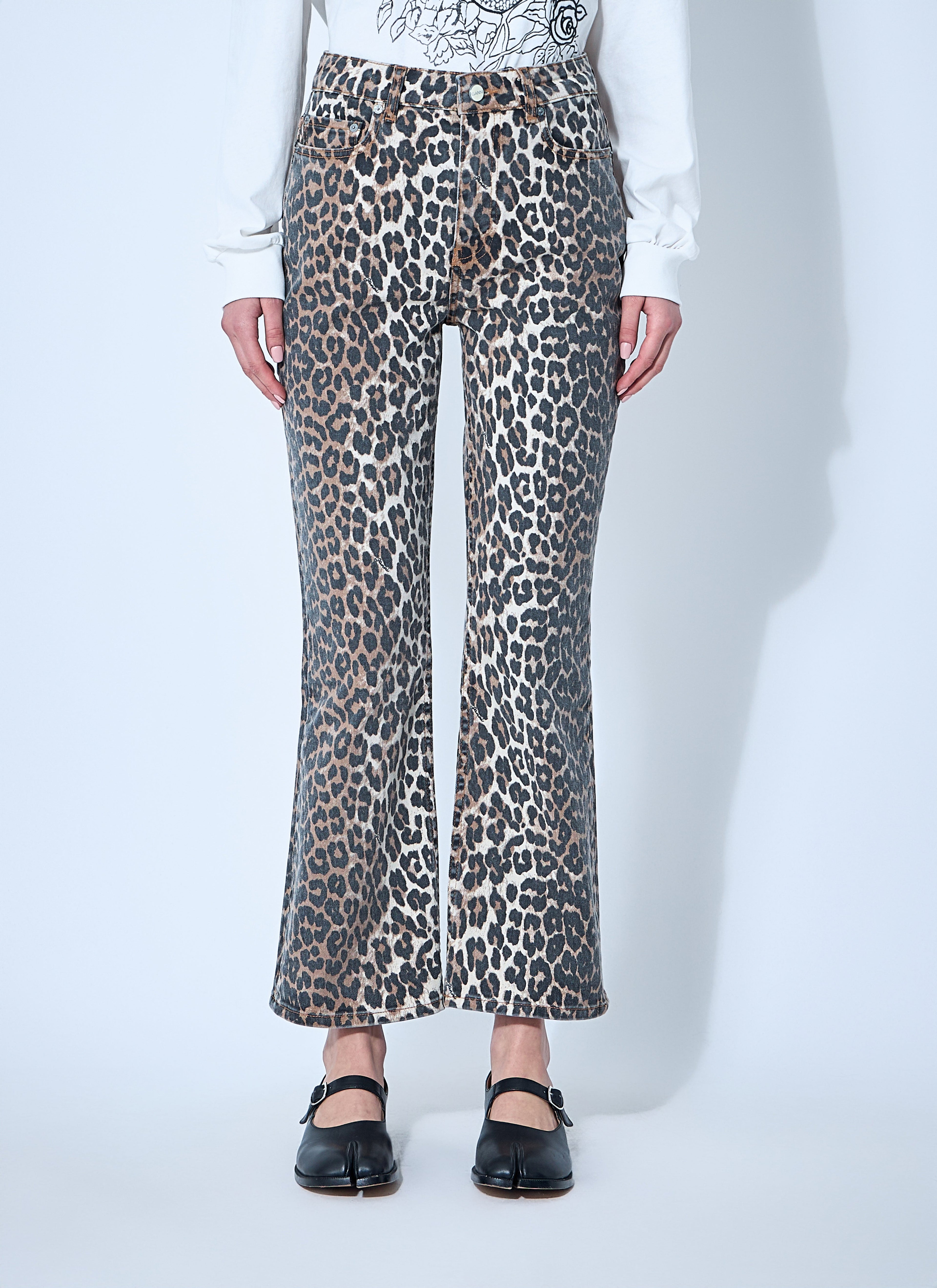 Ganni Women Betzy Leopard Print Jeans by Luosophy