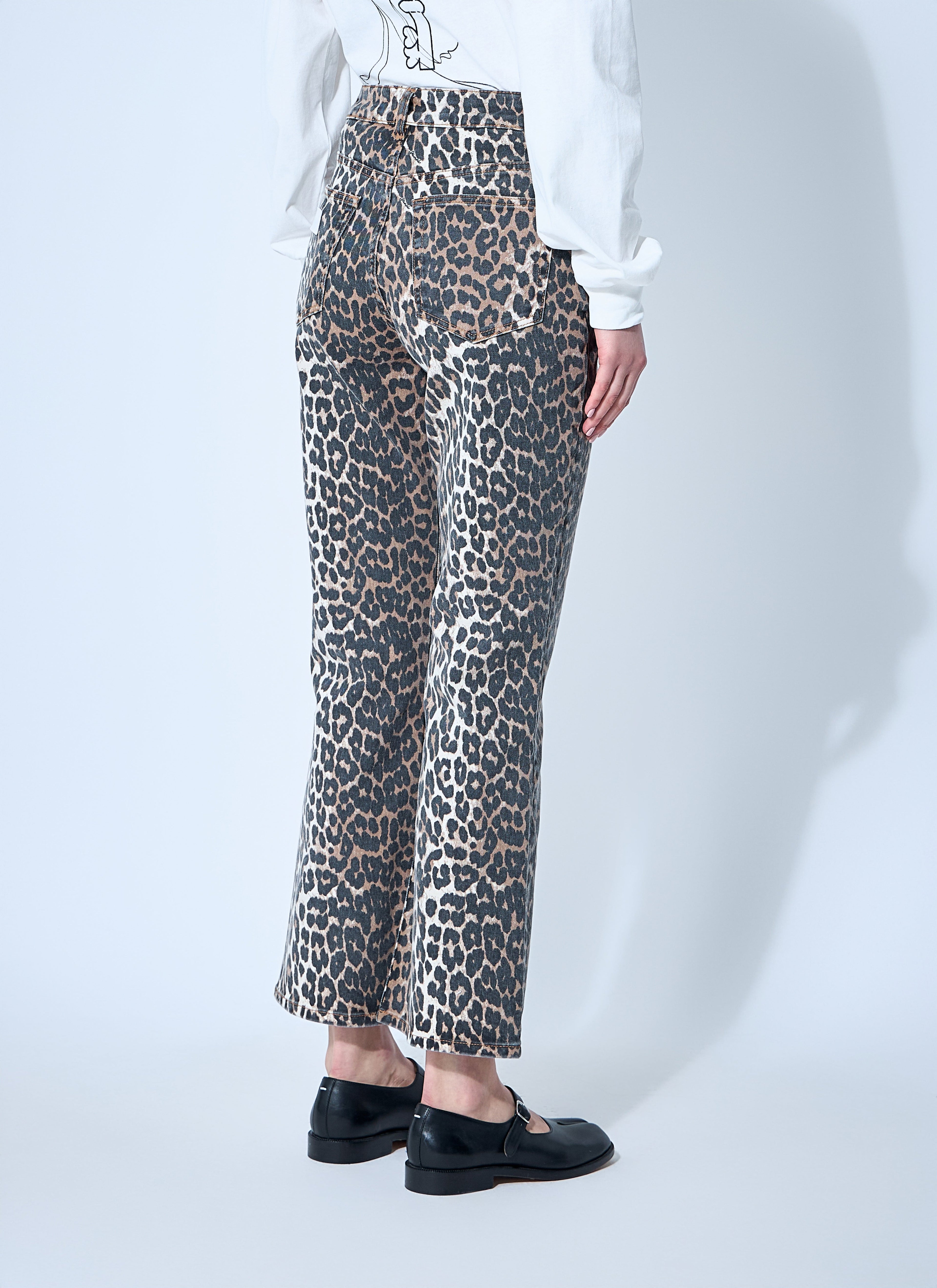 Ganni Women Betzy Leopard Print Jeans by Luosophy