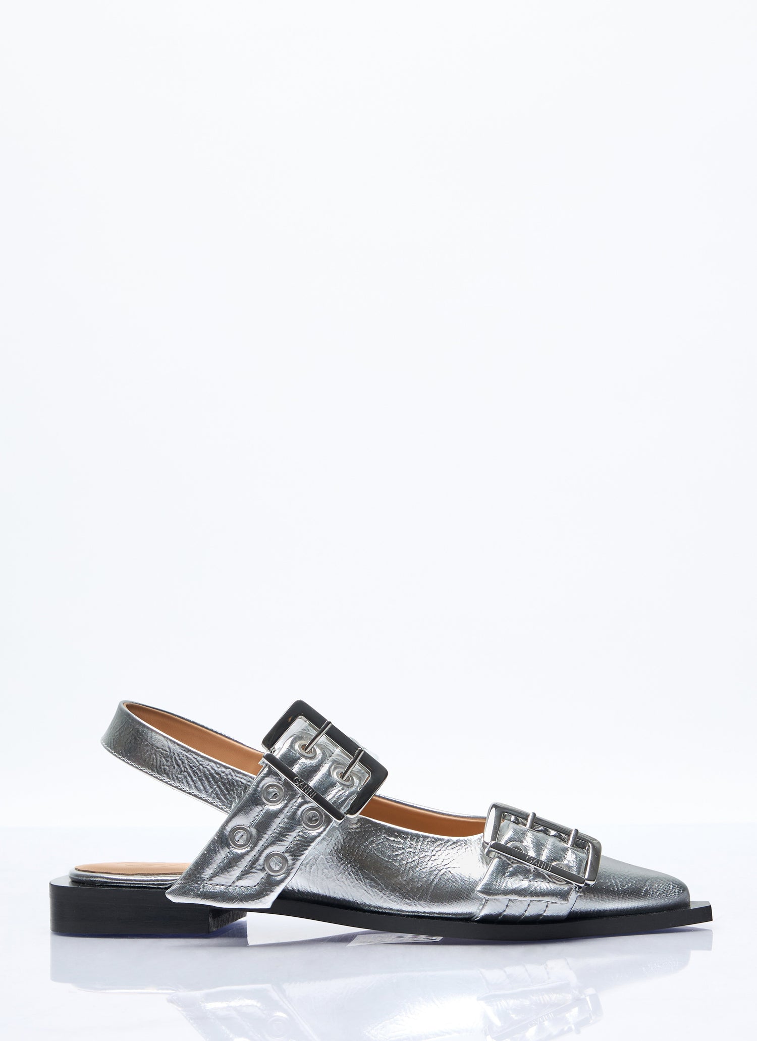 Ganni Women Feminine Buckle Ballerina Flats by Luosophy