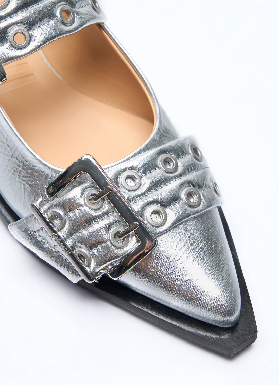 Ganni Women Feminine Buckle Ballerina Flats by Luosophy