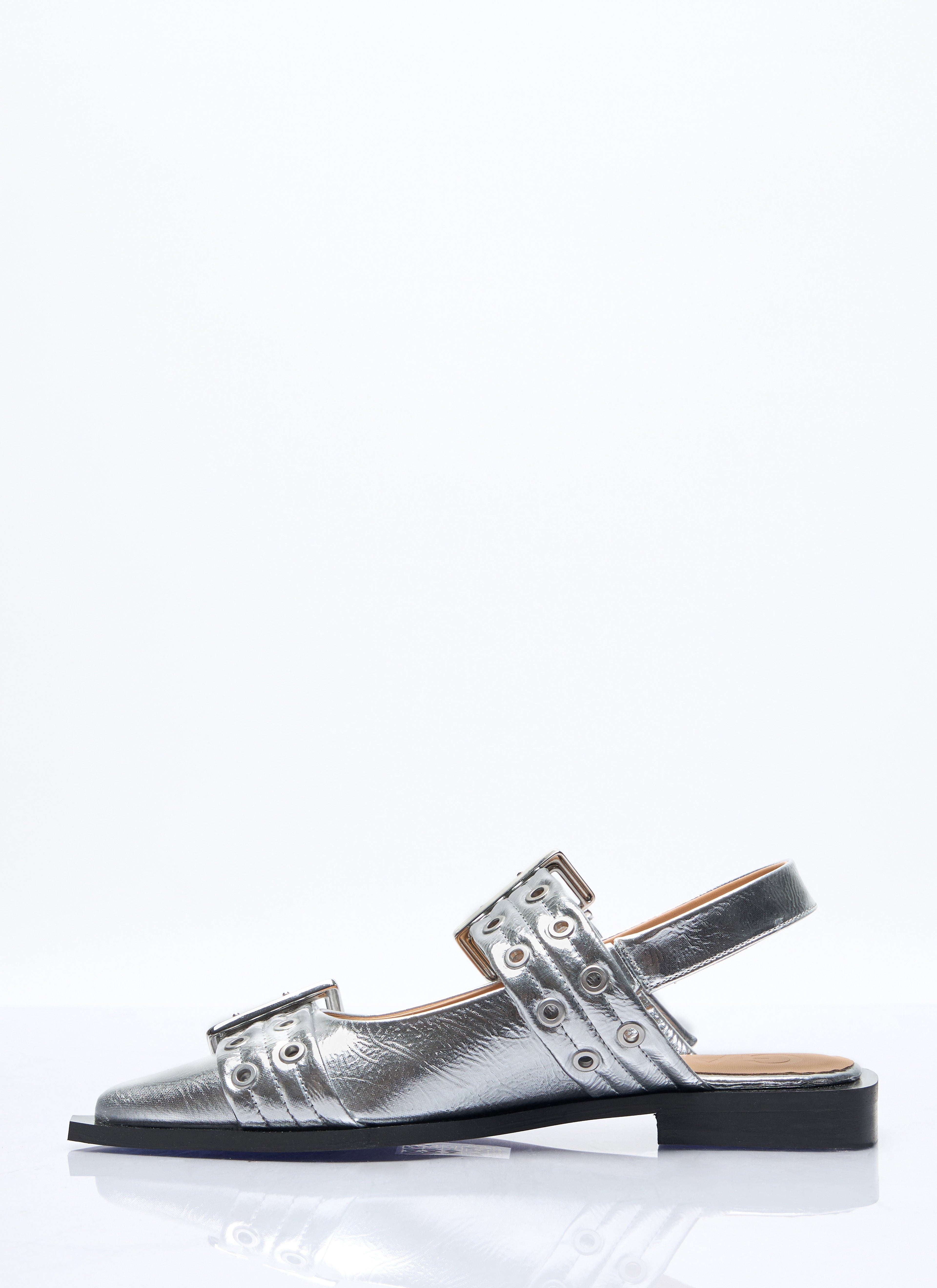Ganni Women Feminine Buckle Ballerina Flats by Luosophy