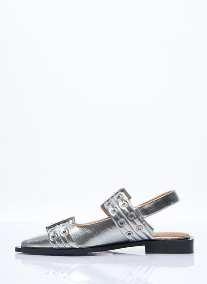 Ganni Women Feminine Buckle Ballerina Flats by Luosophy