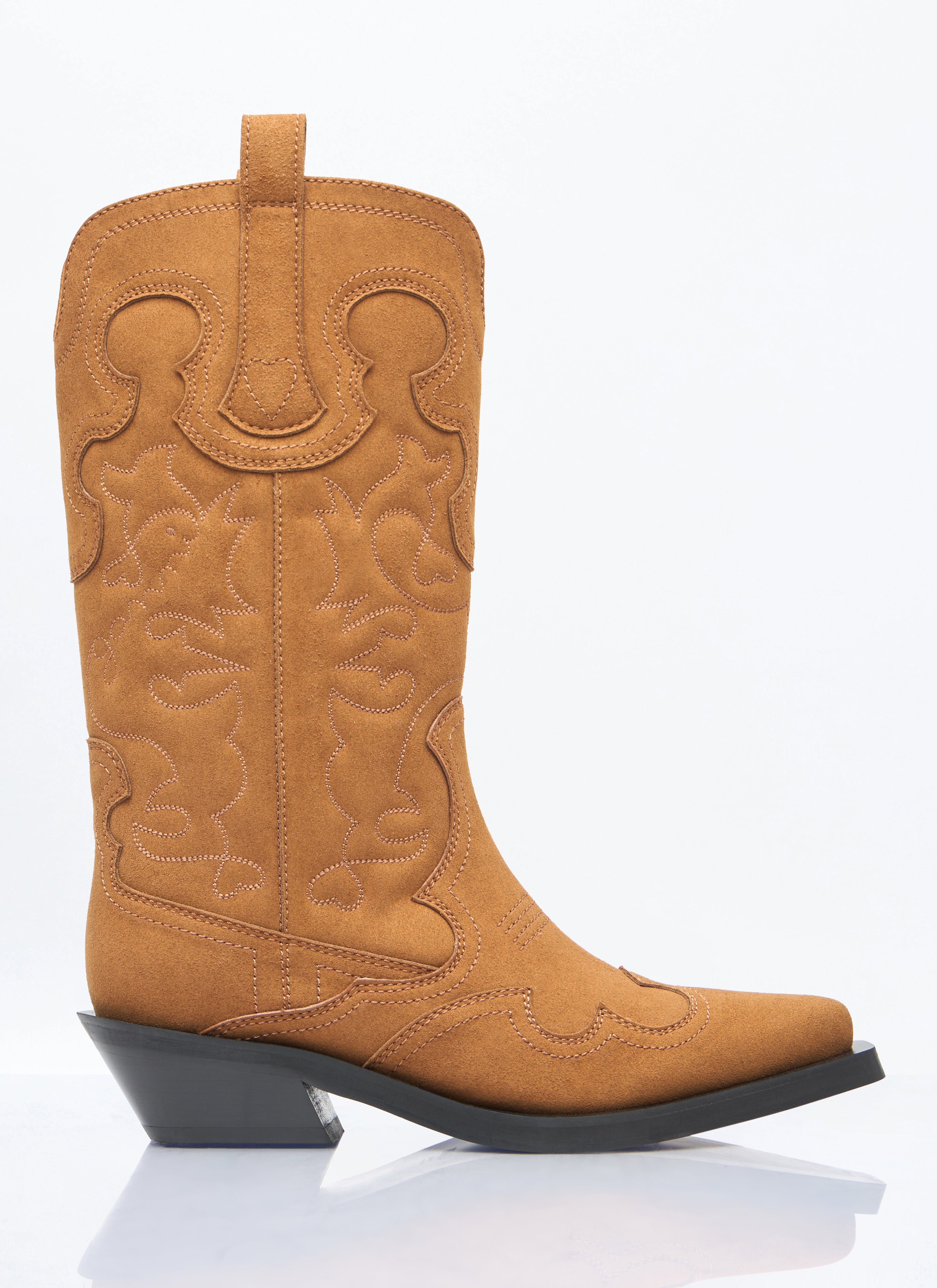 Ganni Women Mid Shaft Embroidered Western Boots by Luosophy