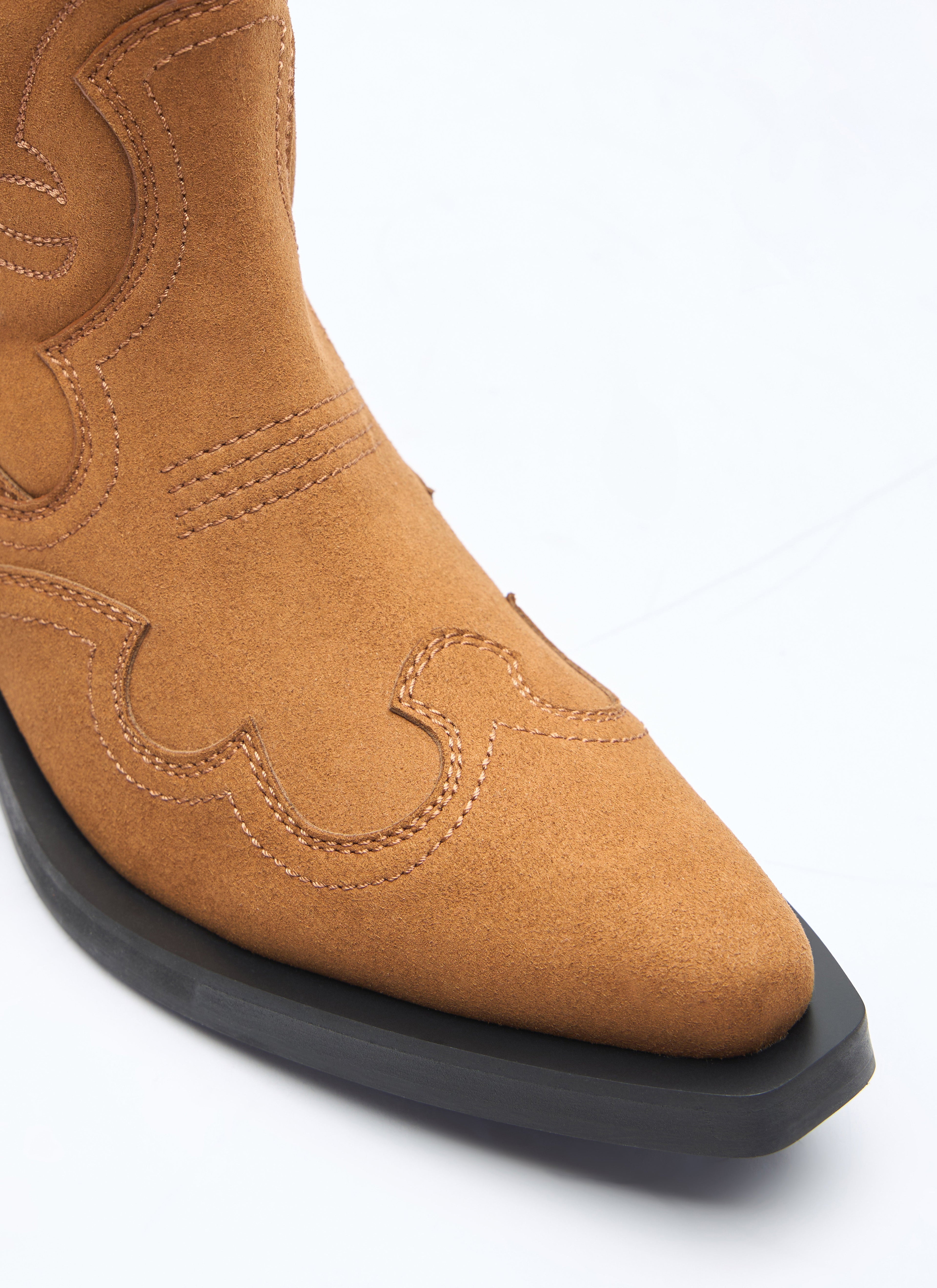 Ganni Women Mid Shaft Embroidered Western Boots by Luosophy