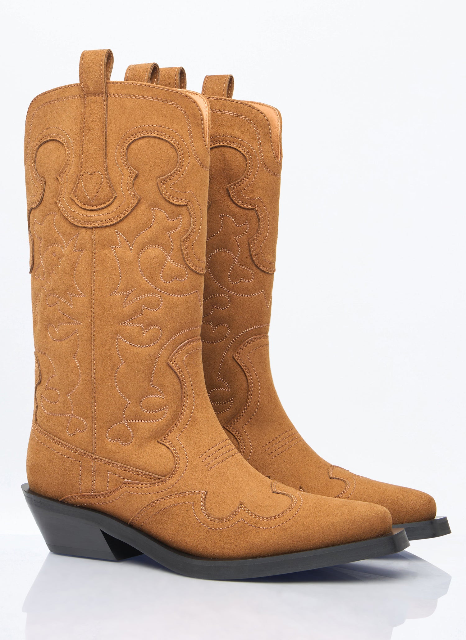 Ganni Women Mid Shaft Embroidered Western Boots by Luosophy