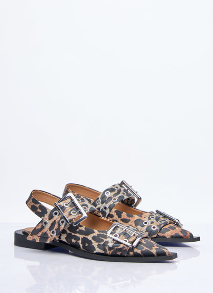 Ganni Women Feminine Buckle Ballerina Flats by Luosophy
