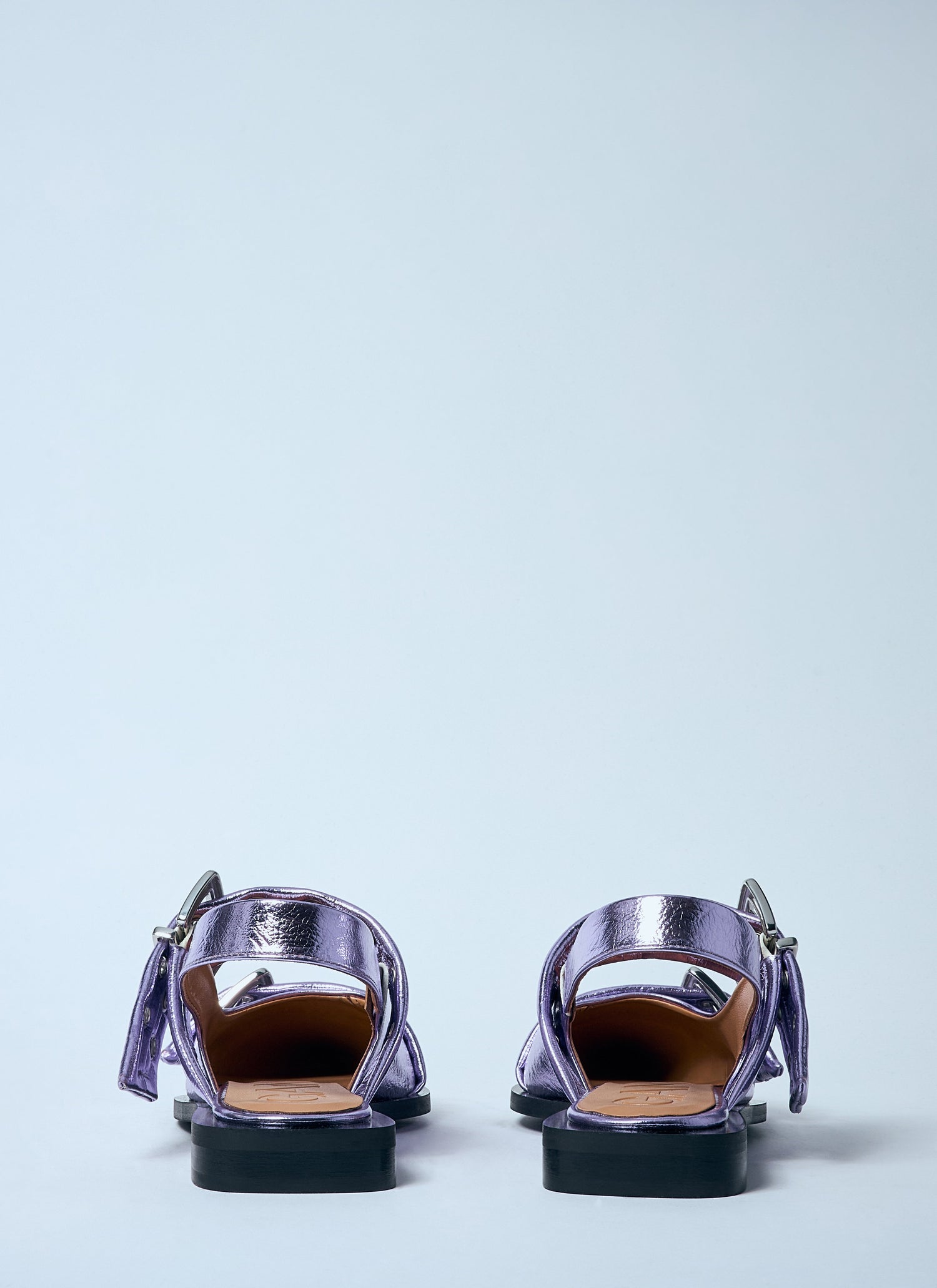 Ganni Women Metallic Feminine Buckle Ballerina Flats by Luosophy