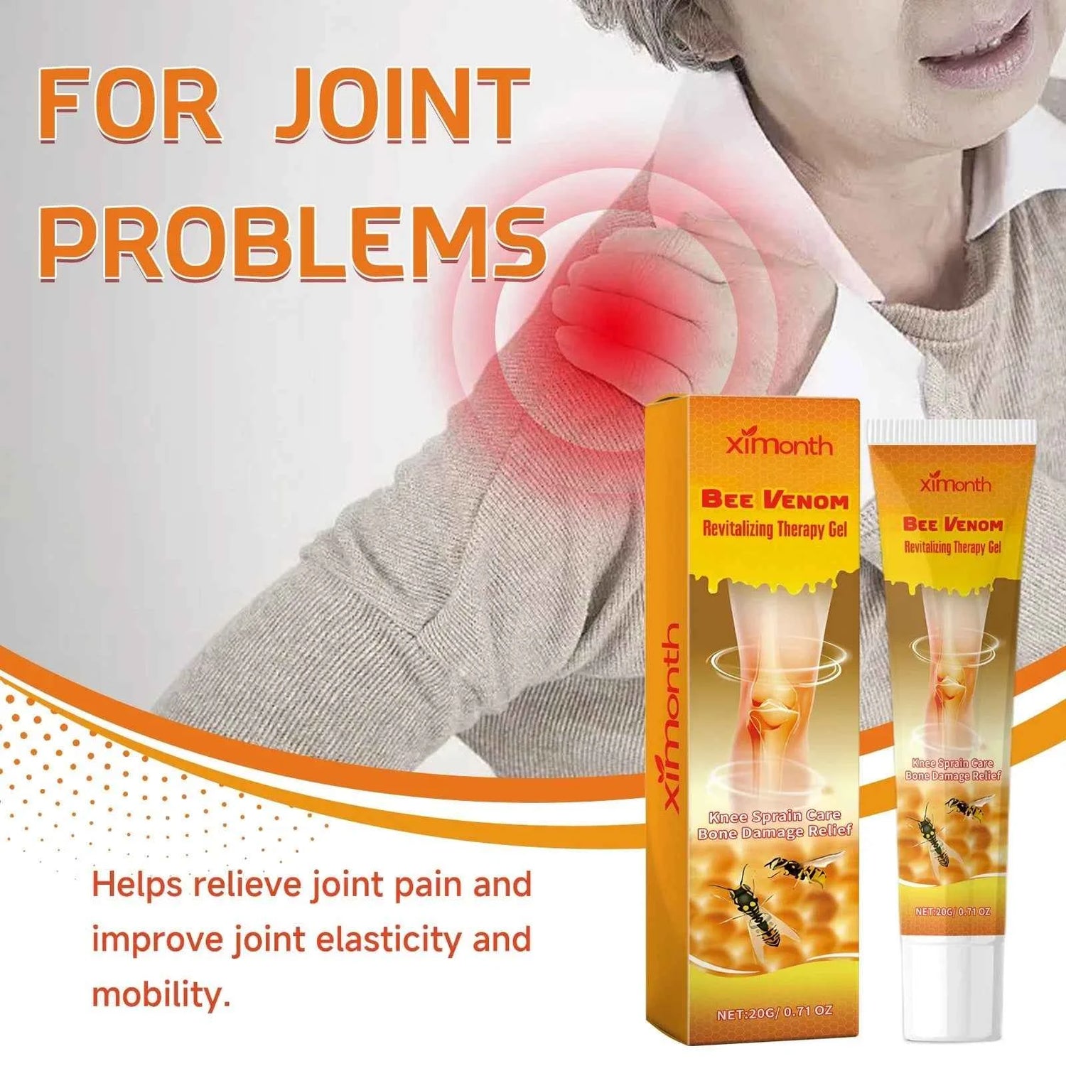 Bee Venom Joint Pain Relief Gel for Knees, Back &amp; Muscles All Natural Ingredients