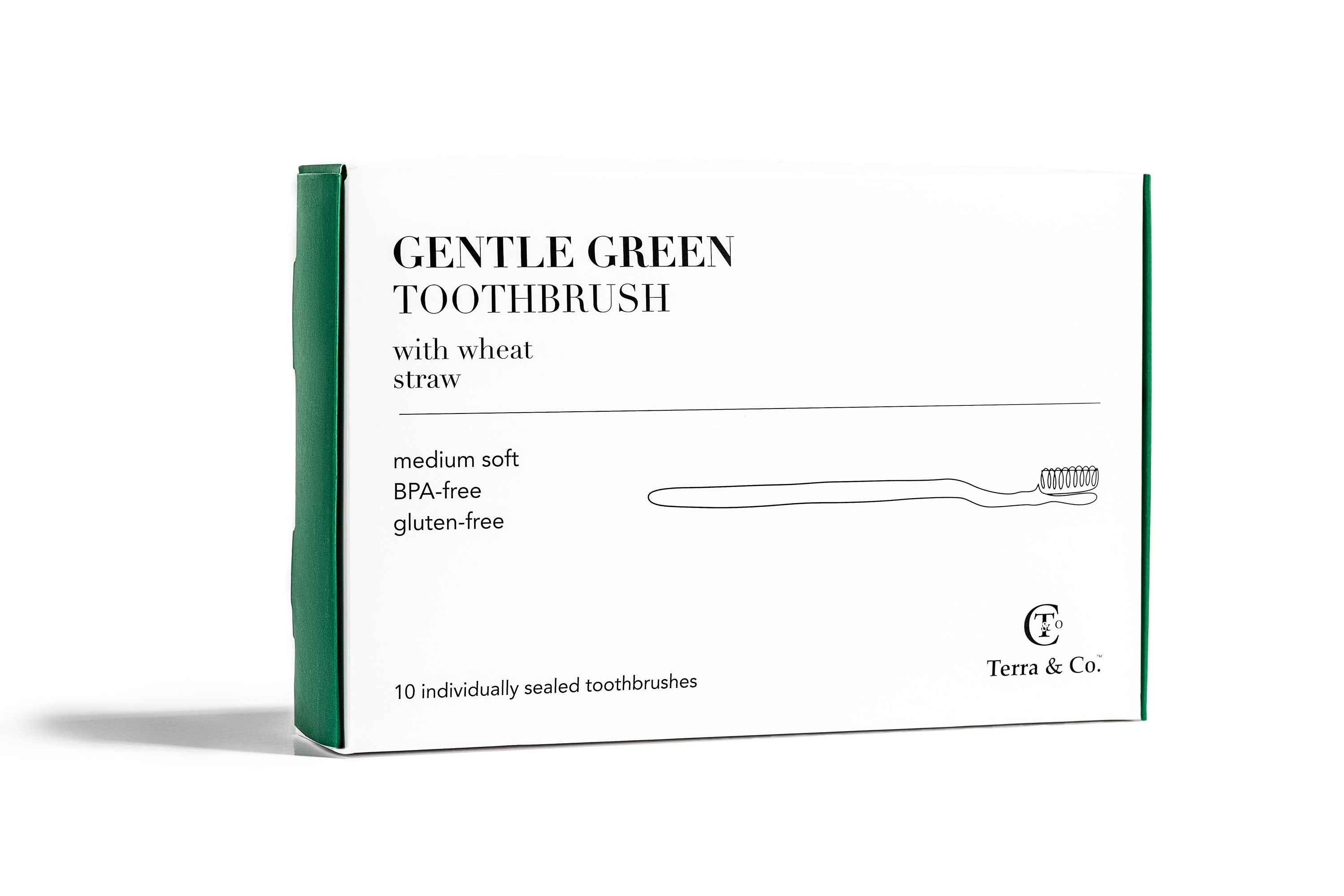 Gentle Green Toothbrush Family Pack (10 Count) – Eco-Friendly Wheat Straw Toothbrushes for Sensitive Teeth | BPA-Free, Travel-Friendly, Plastic-Free