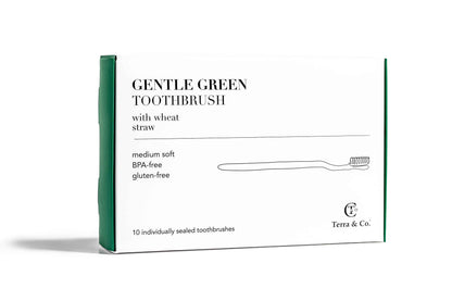 Gentle Green Toothbrush Family Pack (10 Count) – Eco-Friendly Wheat Straw Toothbrushes for Sensitive Teeth | BPA-Free, Travel-Friendly, Plastic-Free