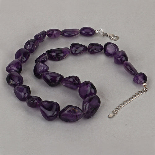 Amethyst Beaded Necklace, Genuine Raw Amethyst Beads Necklace for Women in Sterling Silver, February Birthstone Necklace, Gift for Mom by Bids.com