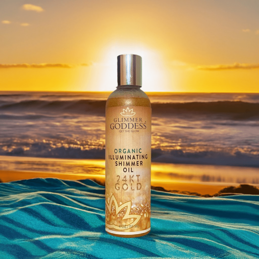 Glimmer Goddess Organic Illuminating Shimmer Body &amp; Face Oils - Radiant Glow &amp; Hydration - DestGlow