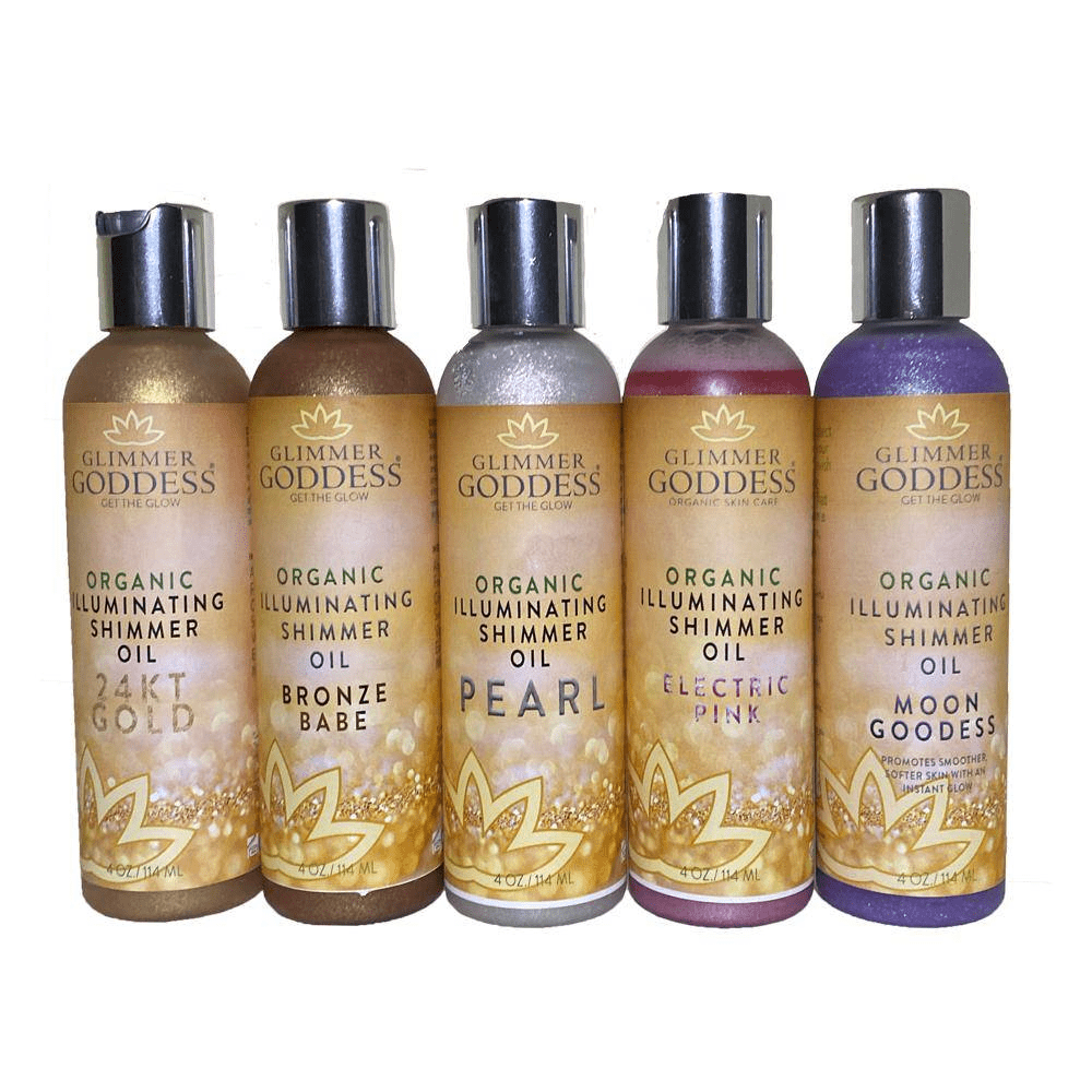 Glimmer Goddess Organic Illuminating Shimmer Body &amp; Face Oils - Radiant Glow &amp; Hydration - accessories
