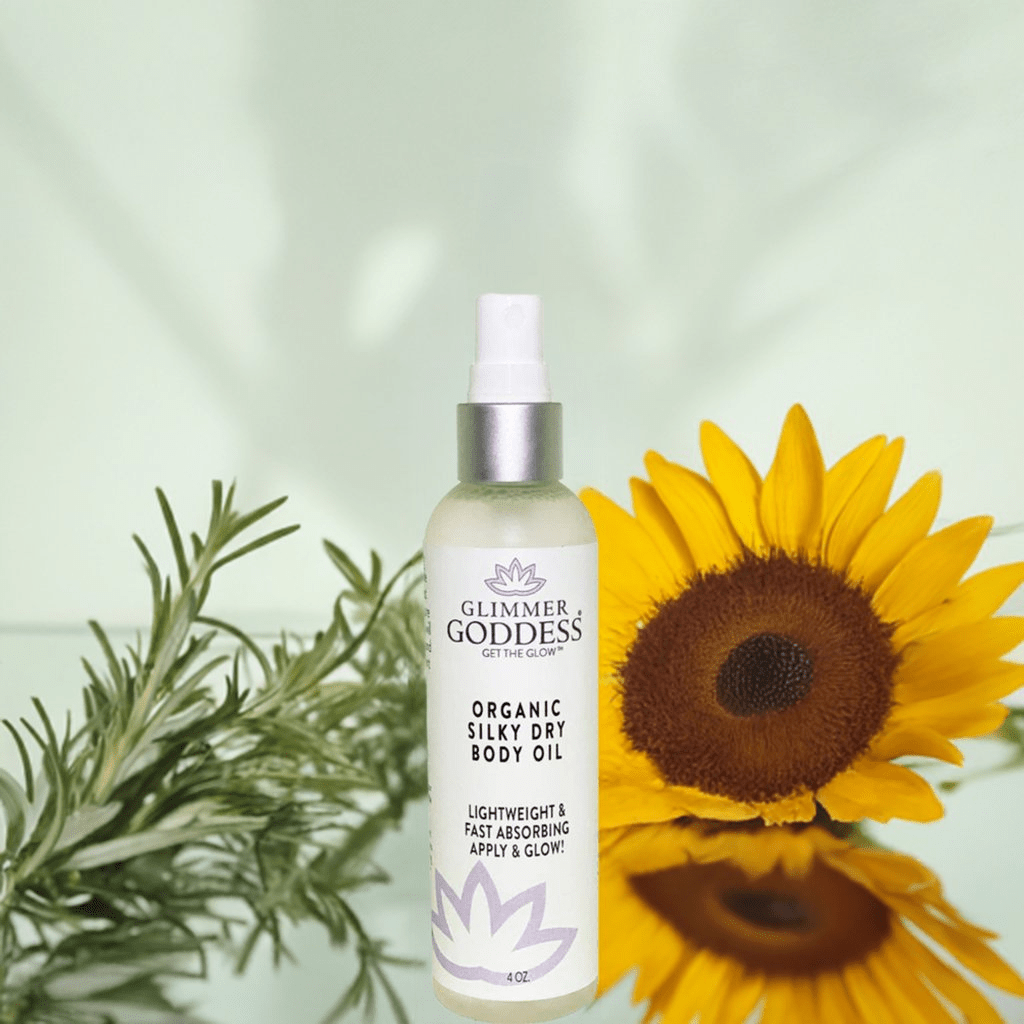 Glimmer Goddess Organic Silky Dry Body Oil - Hydrating &amp; Eco-Friendly (4 oz) - DestGlow
