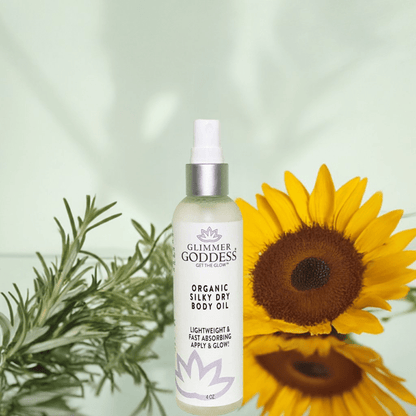 Glimmer Goddess Organic Silky Dry Body Oil - Hydrating &amp; Eco-Friendly (4 oz) - DestGlow
