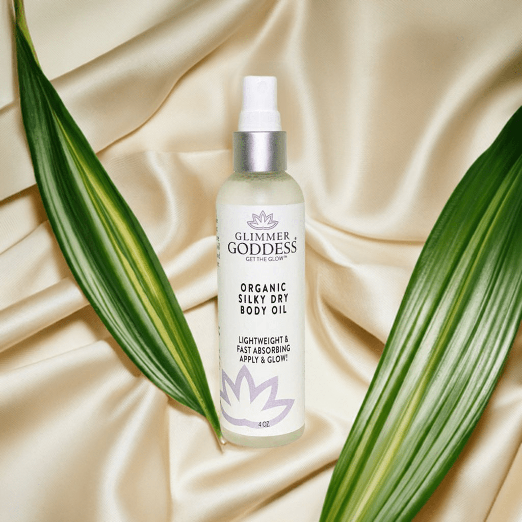 Glimmer Goddess Organic Silky Dry Body Oil - Hydrating &amp; Eco-Friendly (4 oz) - DestGlow