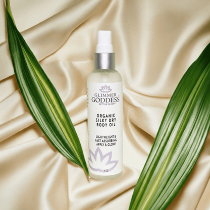 Glimmer Goddess Organic Silky Dry Body Oil - Hydrating &amp; Eco-Friendly (4 oz) - DestGlow