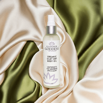 Glimmer Goddess Organic Silky Dry Body Oil - Hydrating &amp; Eco-Friendly (4 oz) - DestGlow