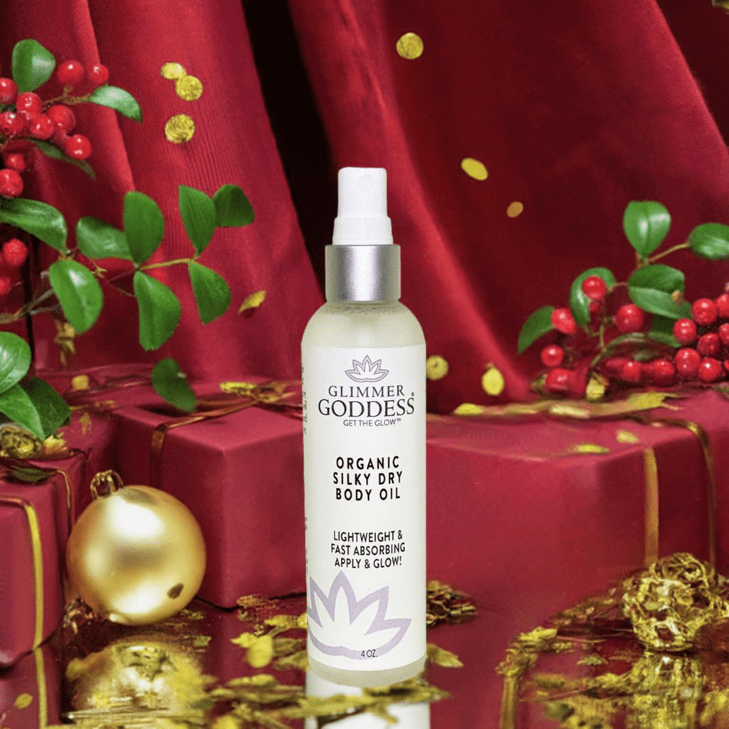 Glimmer Goddess Organic Silky Dry Body Oil - Hydrating &amp; Eco-Friendly (4 oz) - DestGlow