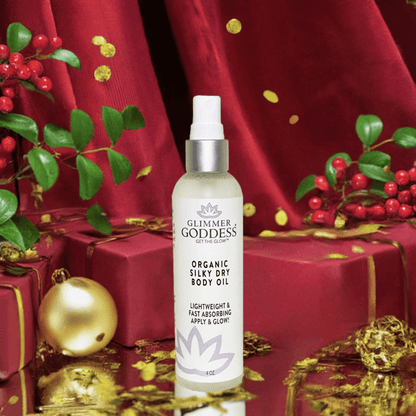 Glimmer Goddess Organic Silky Dry Body Oil - Hydrating &amp; Eco-Friendly (4 oz) - DestGlow