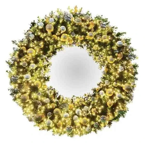 Pre-Decorated Christmas Wreath with Warm White Lights Gold/Silver