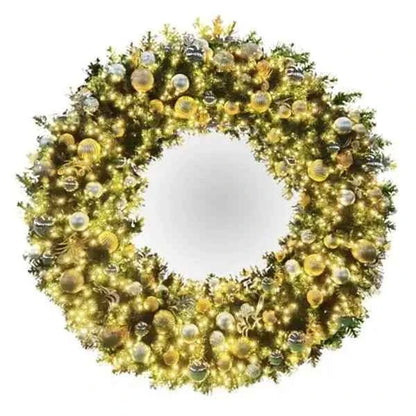 Pre-Decorated Christmas Wreath with Warm White Lights Gold/Silver
