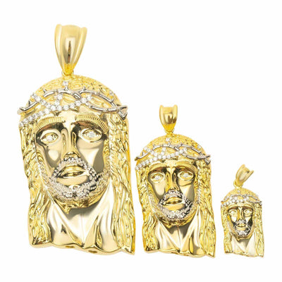 Gold Jesus Piece Pendant – 14K Plated on Solid 925 Sterling Silver 