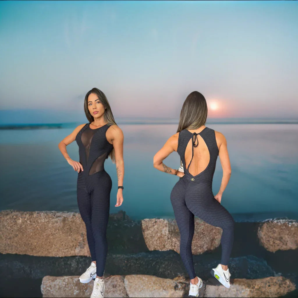 SCRUNCH BOOTY BLACK WAVE AND MASH SEXY JUMPSUIT  DestGlow