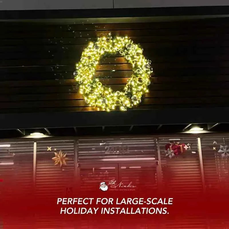 Pre-Decorated Christmas Wreath with Warm White Lights Gold/Silver