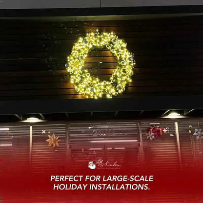 Pre-Decorated Christmas Wreath with Warm White Lights Gold/Silver