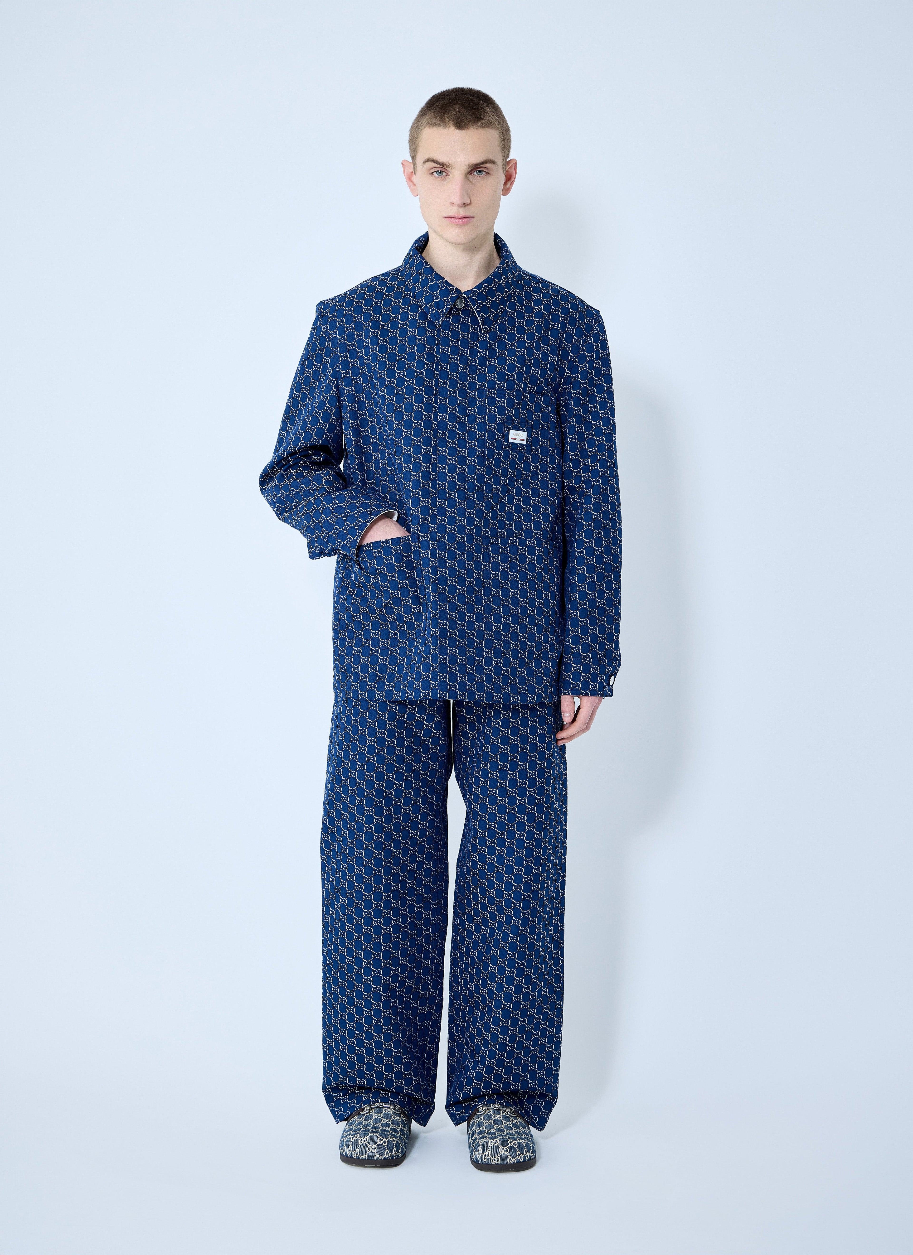 Gucci Men Cotton Jacquard Jacket With Gg Shadow by Luosophy