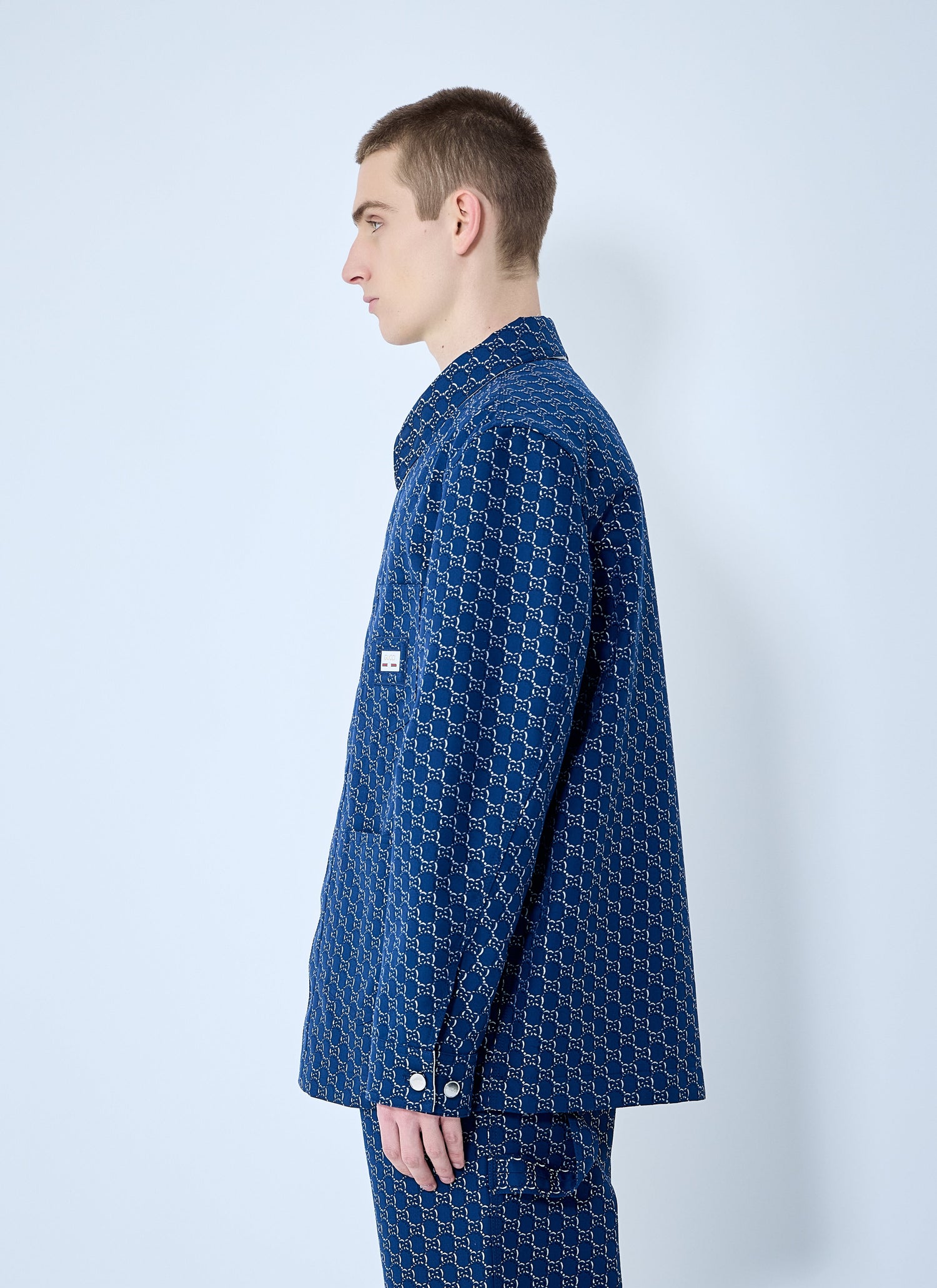 Gucci Men Cotton Jacquard Jacket With Gg Shadow by Luosophy