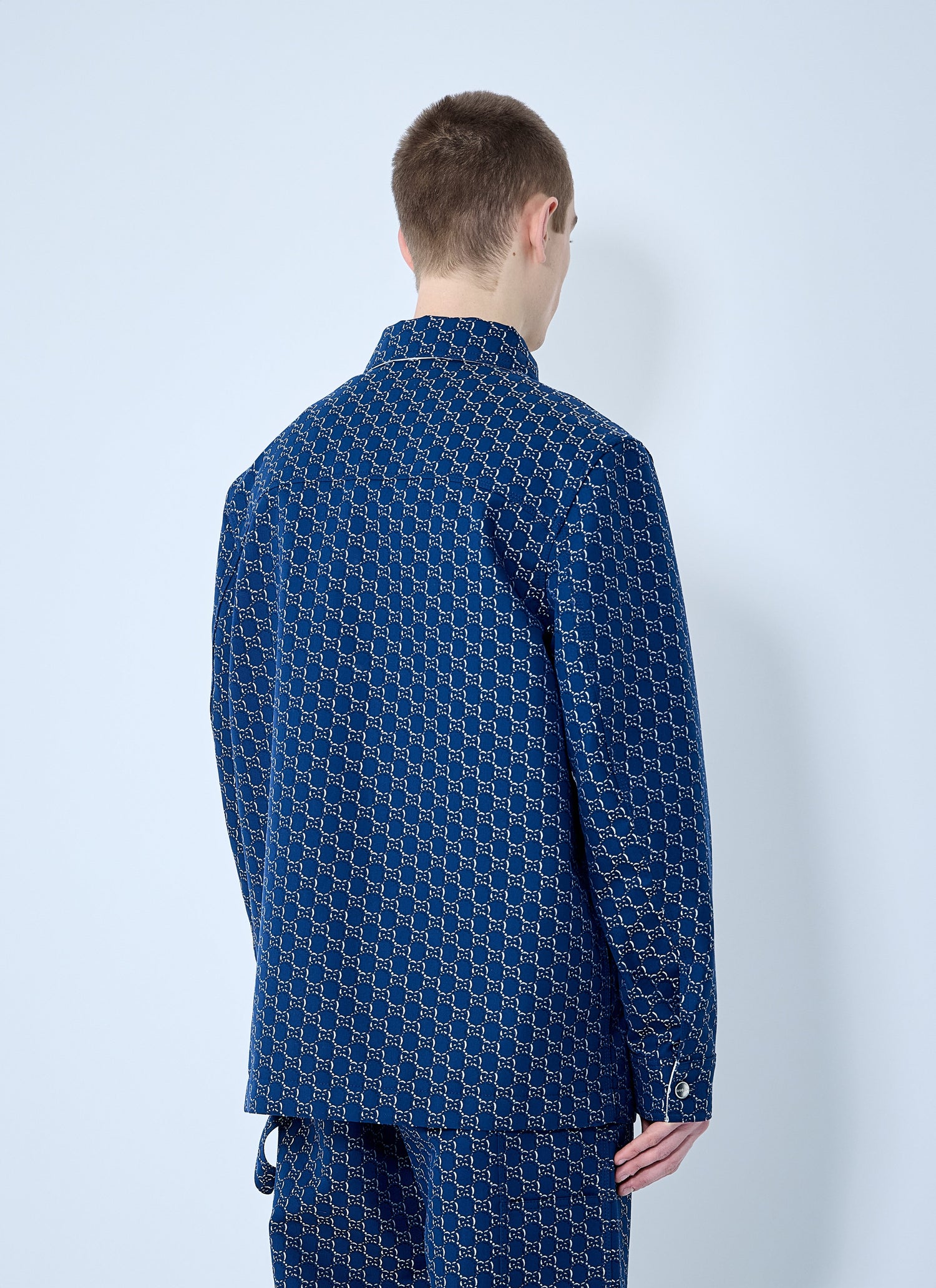 Gucci Men Cotton Jacquard Jacket With Gg Shadow by Luosophy
