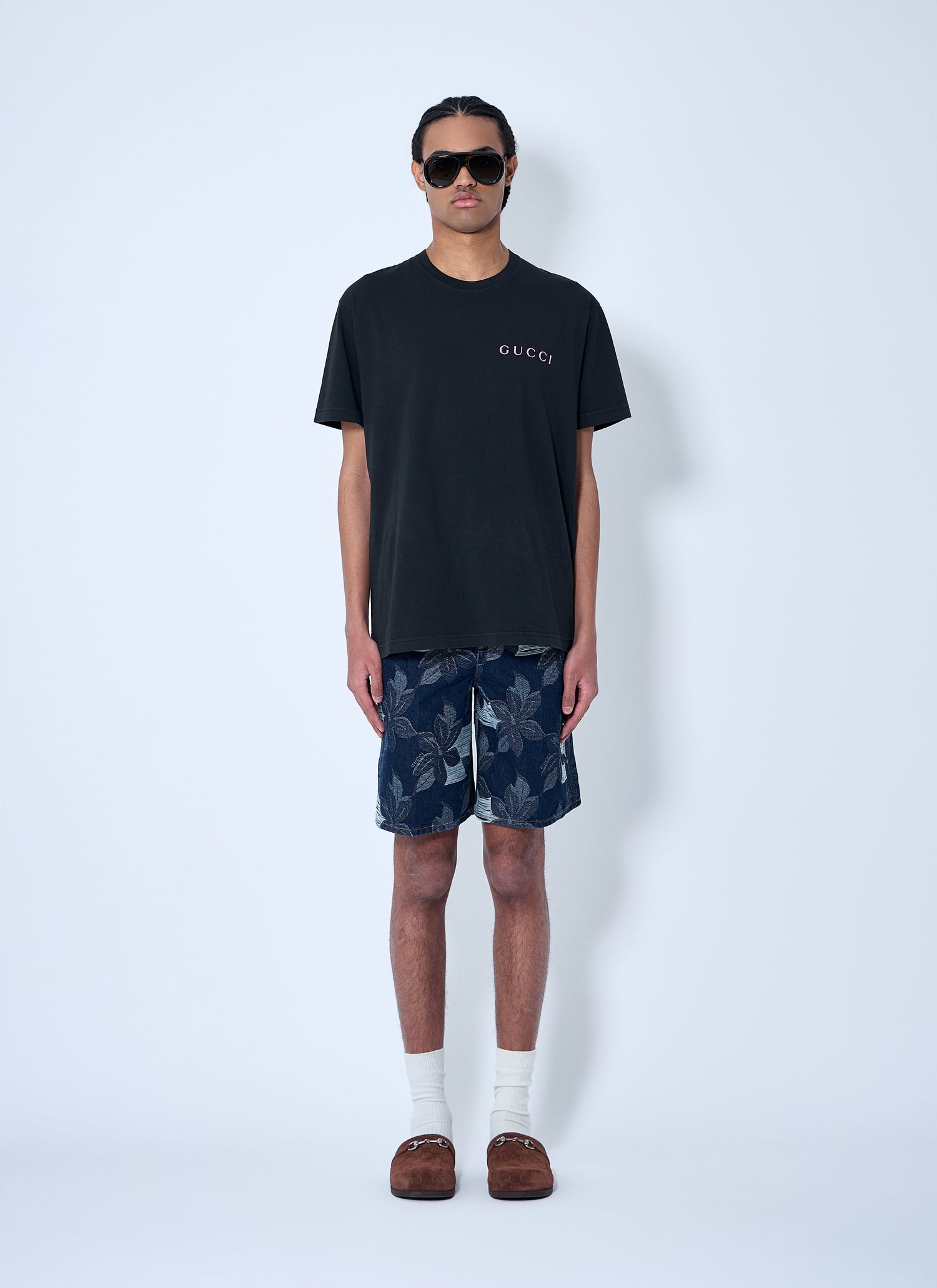 Gucci Men Denim Jacquard Shorts by Luosophy