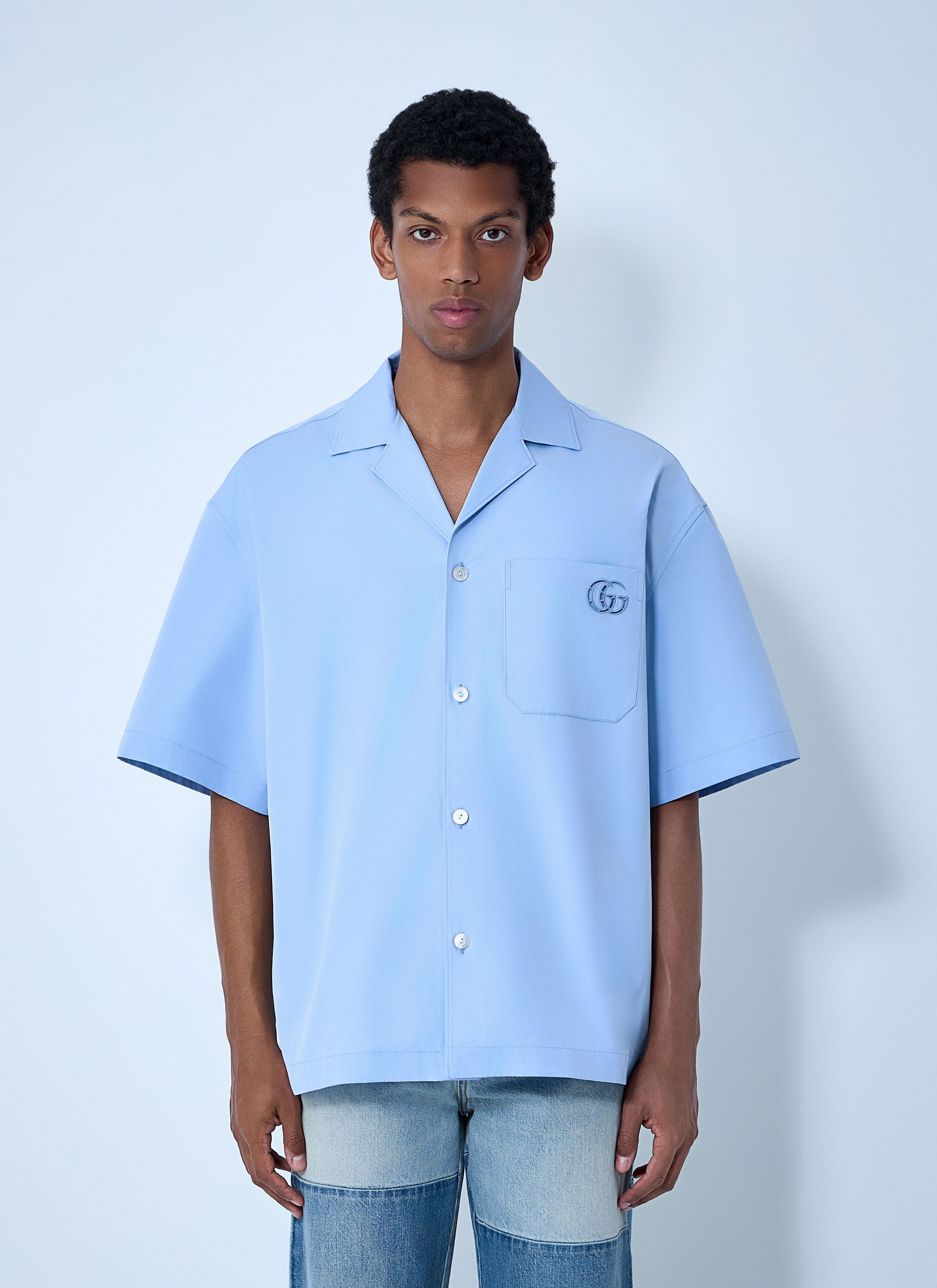 Gucci Men Logo Embroidery Camp Collar Shirt by Luosophy