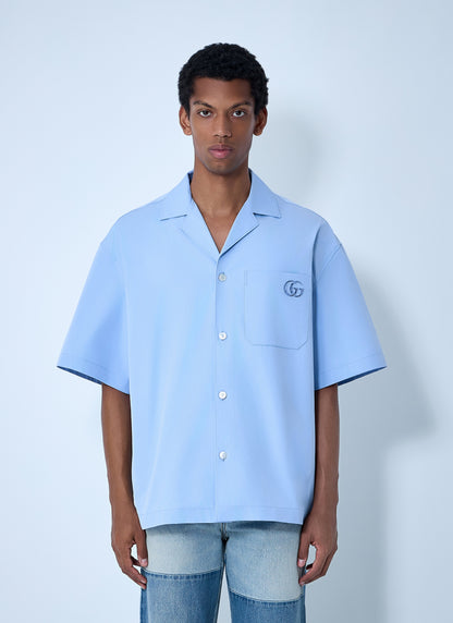 Gucci Men Logo Embroidery Camp Collar Shirt by Luosophy