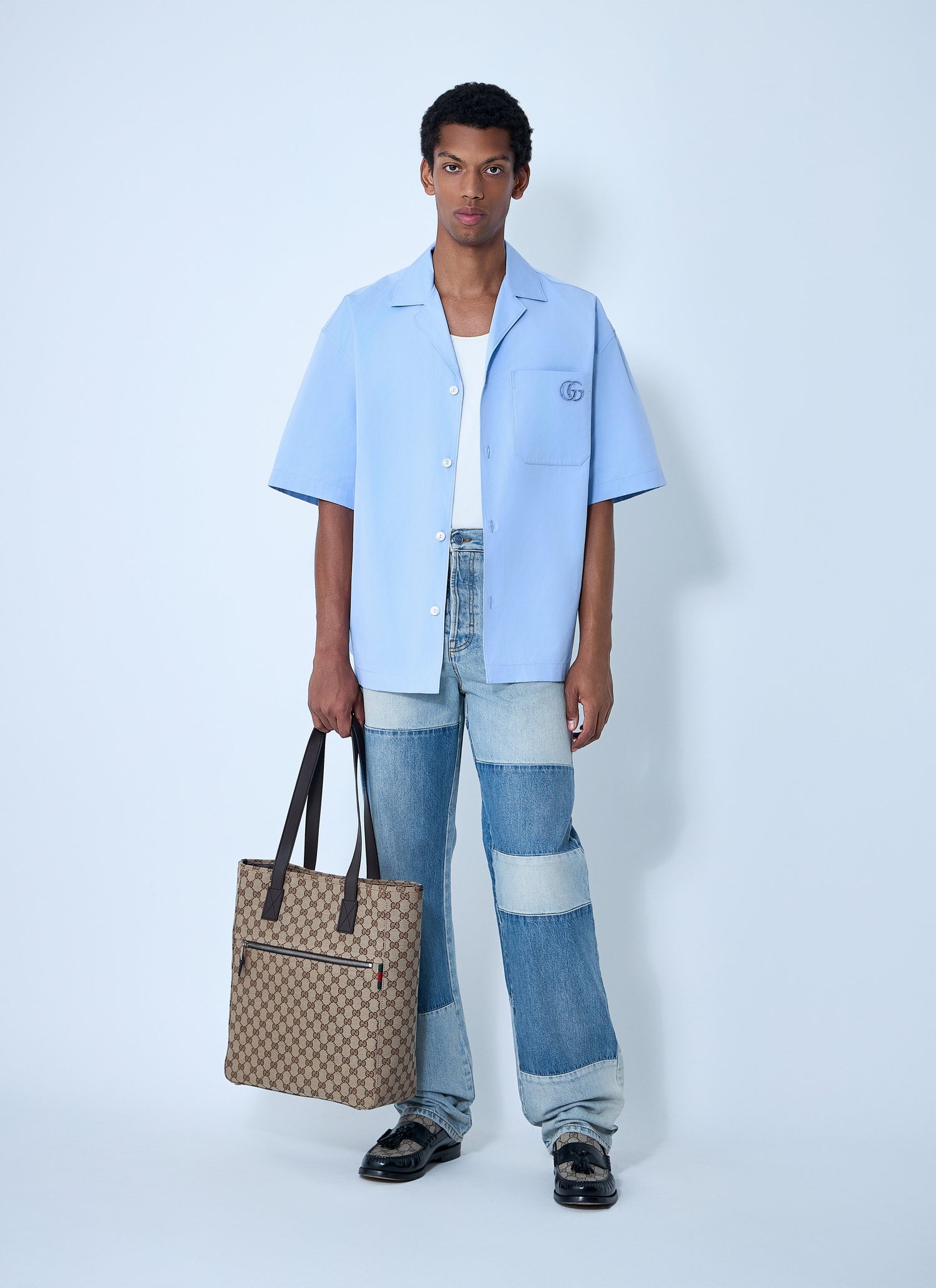 Gucci Men Logo Embroidery Camp Collar Shirt by Luosophy