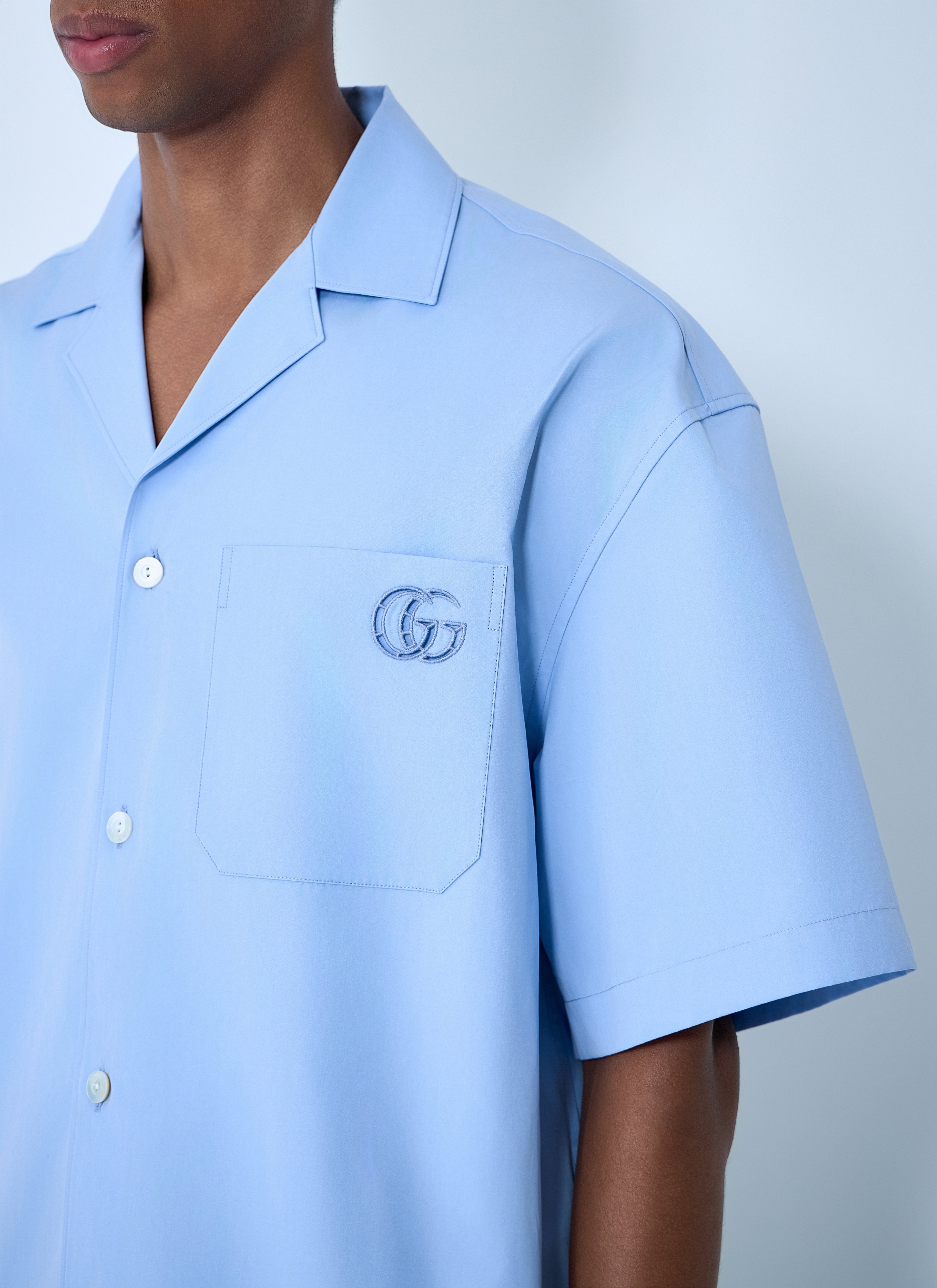 Gucci Men Logo Embroidery Camp Collar Shirt by Luosophy