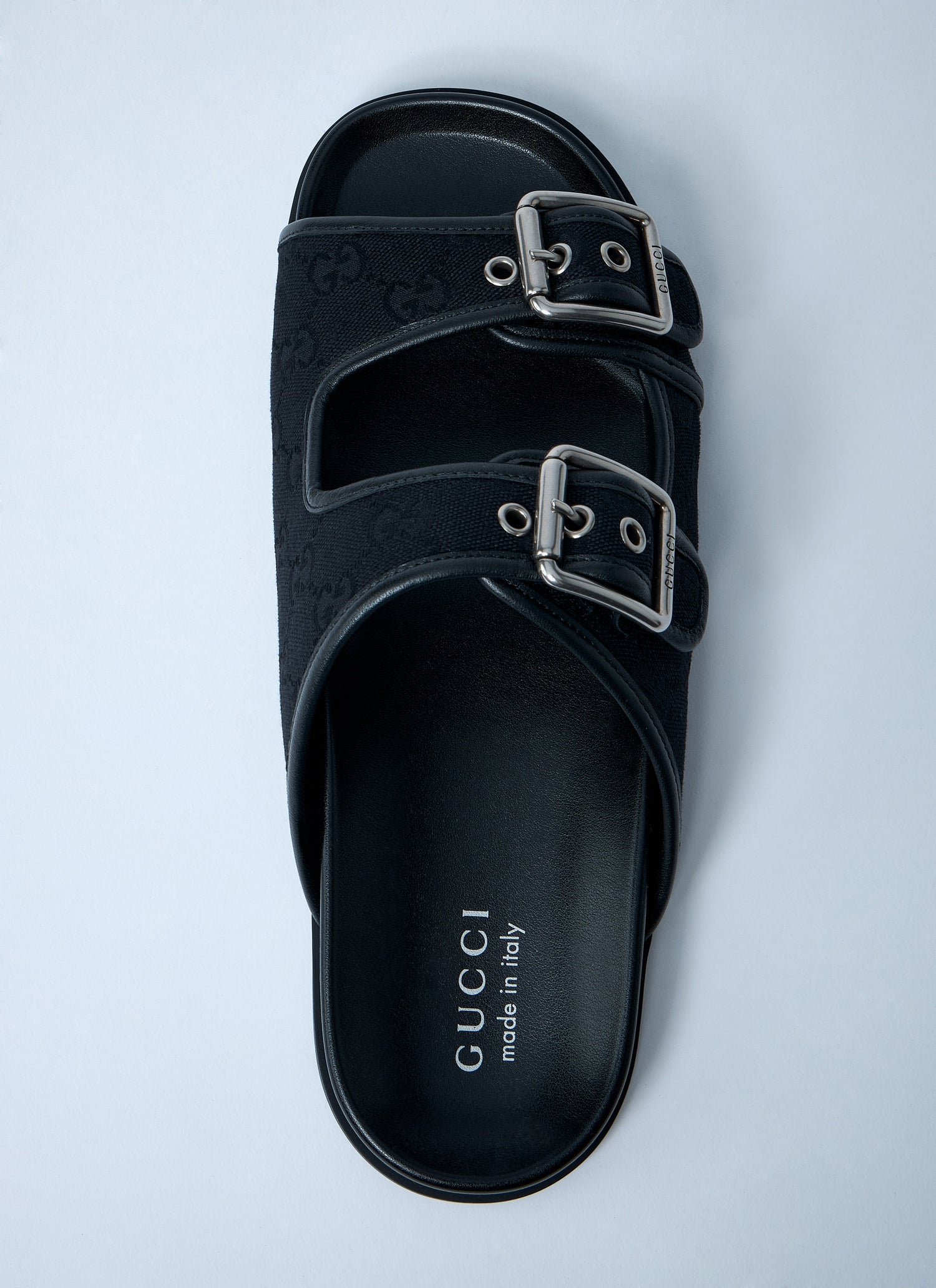 Gucci Men Gg Slide Sandals With Buckles by Luosophy