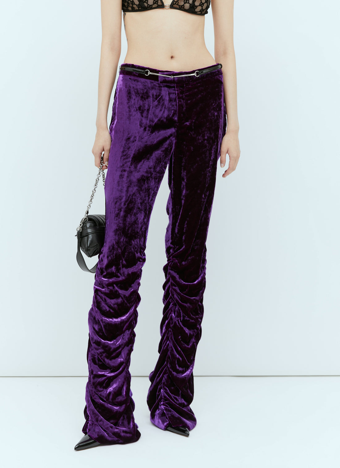 Gucci Women Horsebit Belt Velvet Pants by Luosophy
